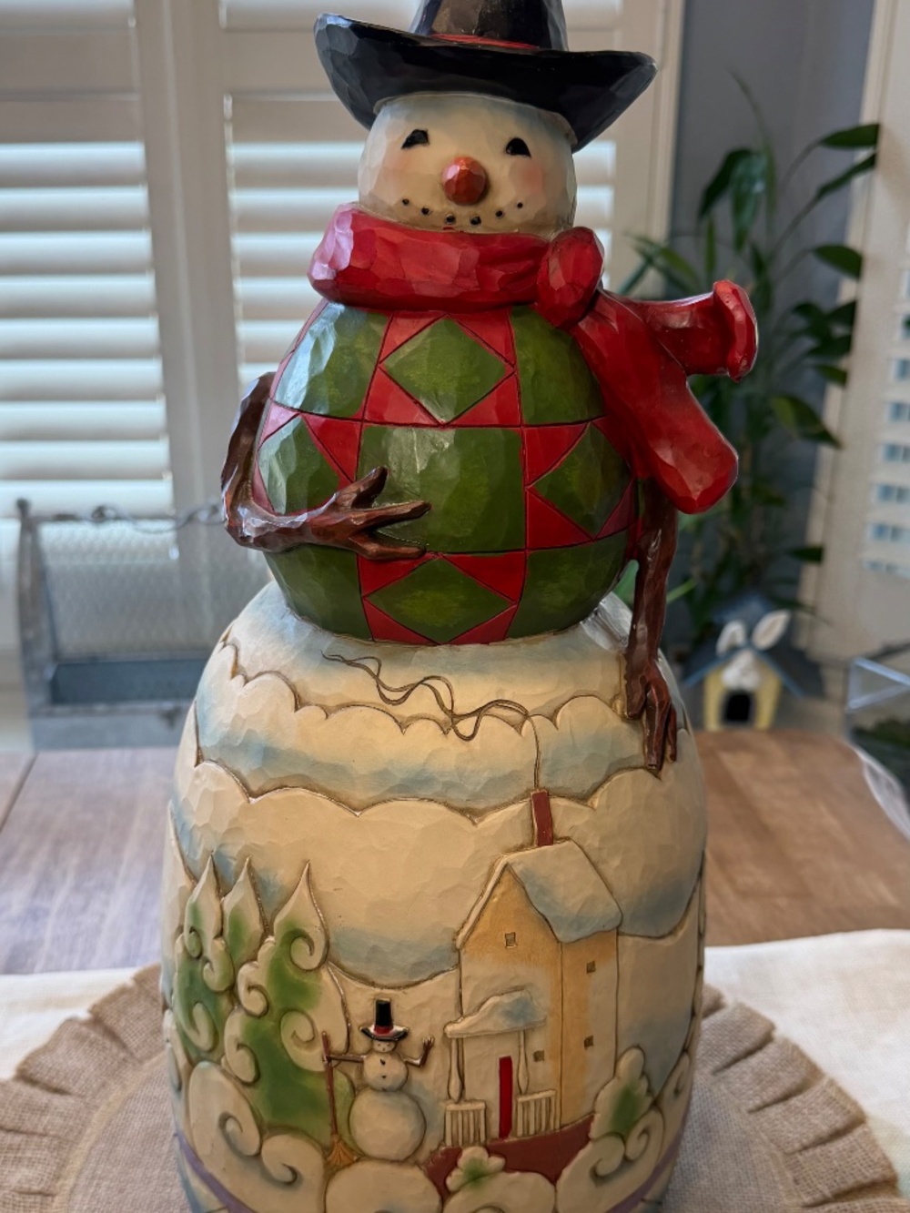 VERY RARE Jim Shore 2014 "Holiday Living" Snowman - 20"Tall x 8" Excellent Cond